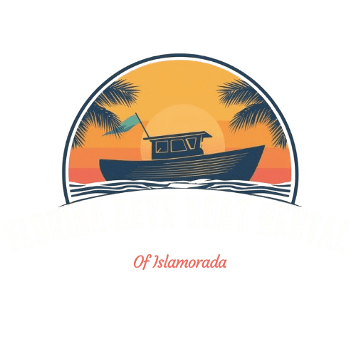 Logo with a boat, sunset, and palm trees, text: 'Florida Keys Boat Rental Of Islamorada'.